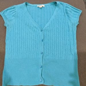 BOGO Merona Cap-Sleeved Ribbed Turquoise Cardigan